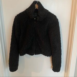 boohoo cropped fuzzy jacket